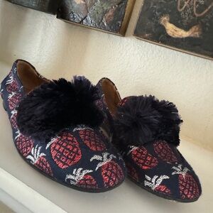 Aquazurra‎ Jacquard Pom Pom Loafers Size 36.5